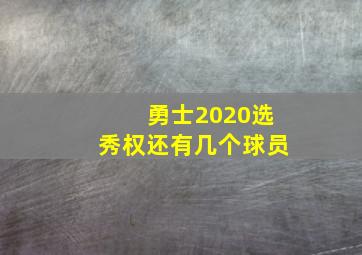 勇士2020选秀权还有几个球员