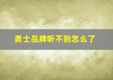 勇士品牌听不到怎么了