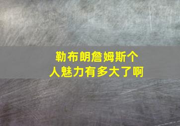 勒布朗詹姆斯个人魅力有多大了啊