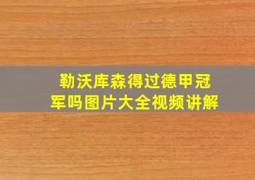 勒沃库森得过德甲冠军吗图片大全视频讲解