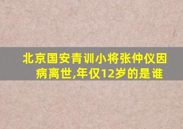 北京国安青训小将张仲仪因病离世,年仅12岁的是谁