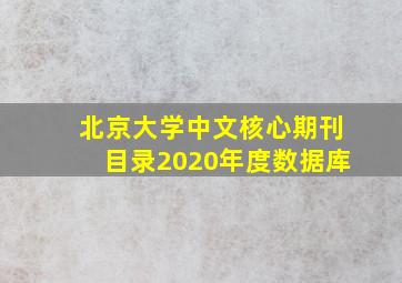 北京大学中文核心期刊目录2020年度数据库