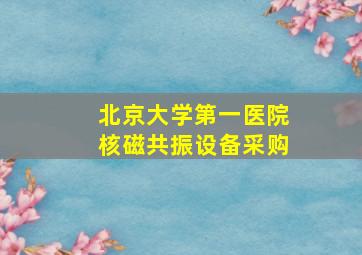 北京大学第一医院核磁共振设备采购