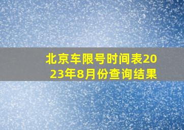 北京车限号时间表2023年8月份查询结果