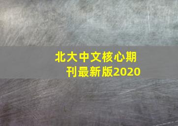 北大中文核心期刊最新版2020