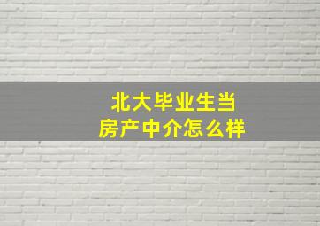 北大毕业生当房产中介怎么样