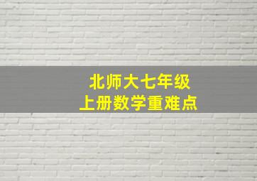 北师大七年级上册数学重难点