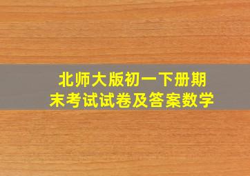 北师大版初一下册期末考试试卷及答案数学