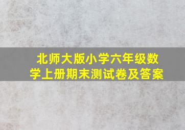 北师大版小学六年级数学上册期末测试卷及答案