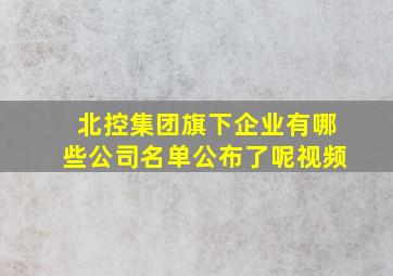 北控集团旗下企业有哪些公司名单公布了呢视频