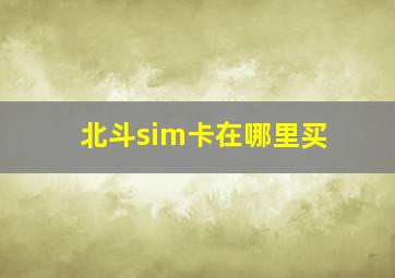 北斗sim卡在哪里买