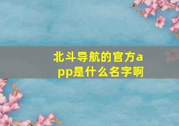 北斗导航的官方app是什么名字啊