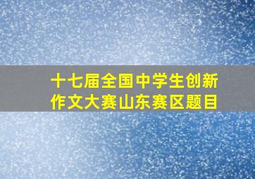 十七届全国中学生创新作文大赛山东赛区题目