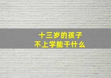 十三岁的孩子不上学能干什么