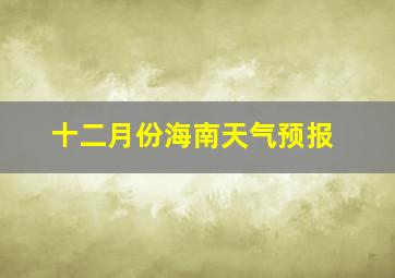 十二月份海南天气预报