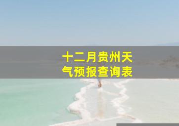 十二月贵州天气预报查询表