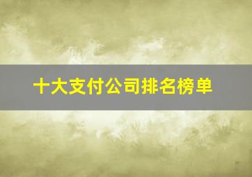 十大支付公司排名榜单