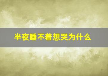 半夜睡不着想哭为什么