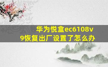 华为悦盒ec6108v9恢复出厂设置了怎么办