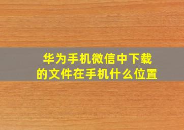 华为手机微信中下载的文件在手机什么位置