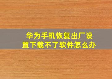 华为手机恢复出厂设置下载不了软件怎么办