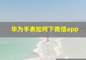 华为手表如何下微信app