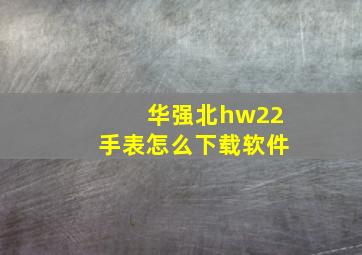 华强北hw22手表怎么下载软件