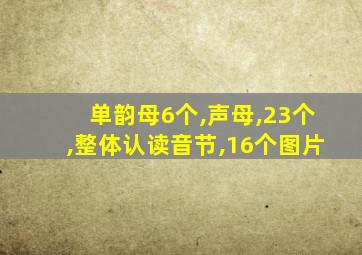 单韵母6个,声母,23个,整体认读音节,16个图片