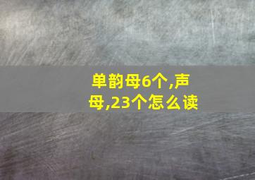 单韵母6个,声母,23个怎么读