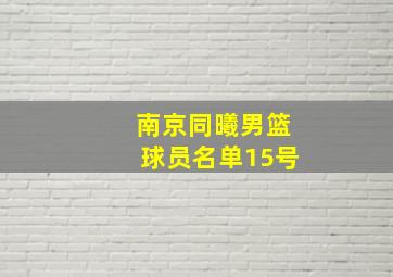 南京同曦男篮球员名单15号