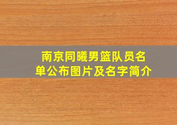 南京同曦男篮队员名单公布图片及名字简介