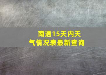 南通15天内天气情况表最新查询