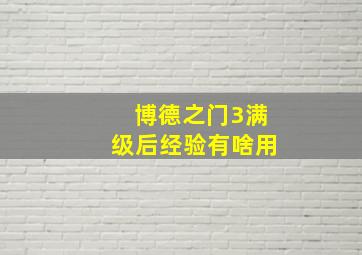 博德之门3满级后经验有啥用