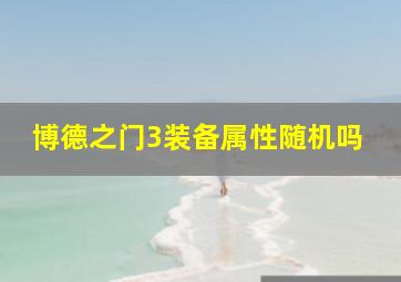 博德之门3装备属性随机吗