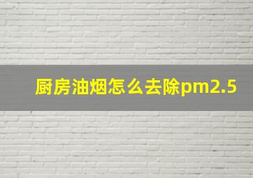 厨房油烟怎么去除pm2.5