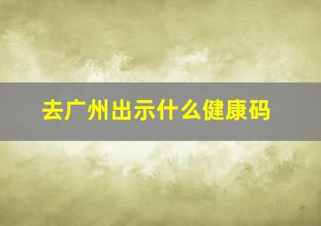 去广州出示什么健康码