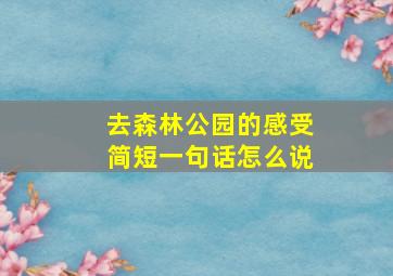 去森林公园的感受简短一句话怎么说