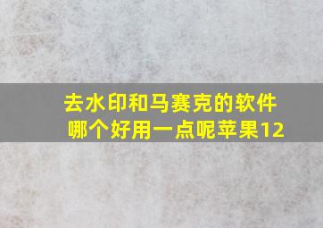 去水印和马赛克的软件哪个好用一点呢苹果12