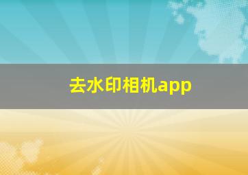 去水印相机app