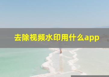 去除视频水印用什么app