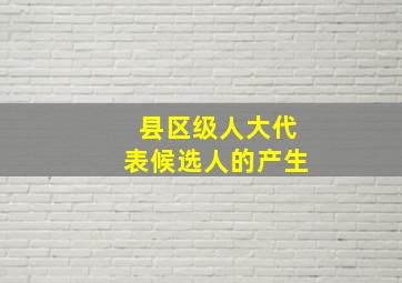 县区级人大代表候选人的产生