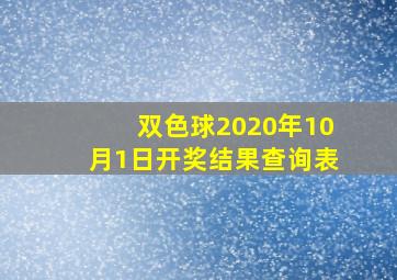 双色球2020年10月1日开奖结果查询表