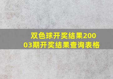 双色球开奖结果20003期开奖结果查询表格