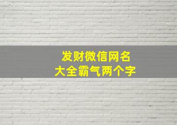 发财微信网名大全霸气两个字