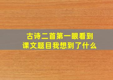 古诗二首第一眼看到课文题目我想到了什么