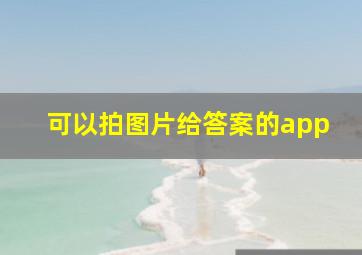 可以拍图片给答案的app