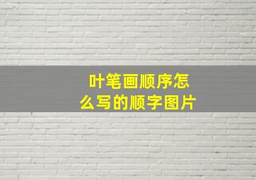 叶笔画顺序怎么写的顺字图片