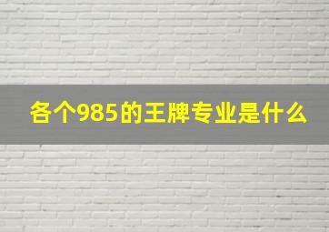 各个985的王牌专业是什么