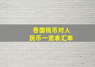 各国钱币对人民币一览表汇率