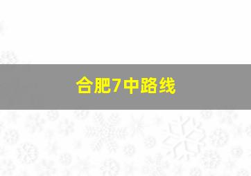 合肥7中路线